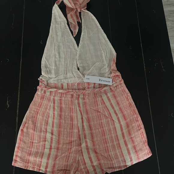 Striped  Summer Romper Tie Back - Picture 2 of 2